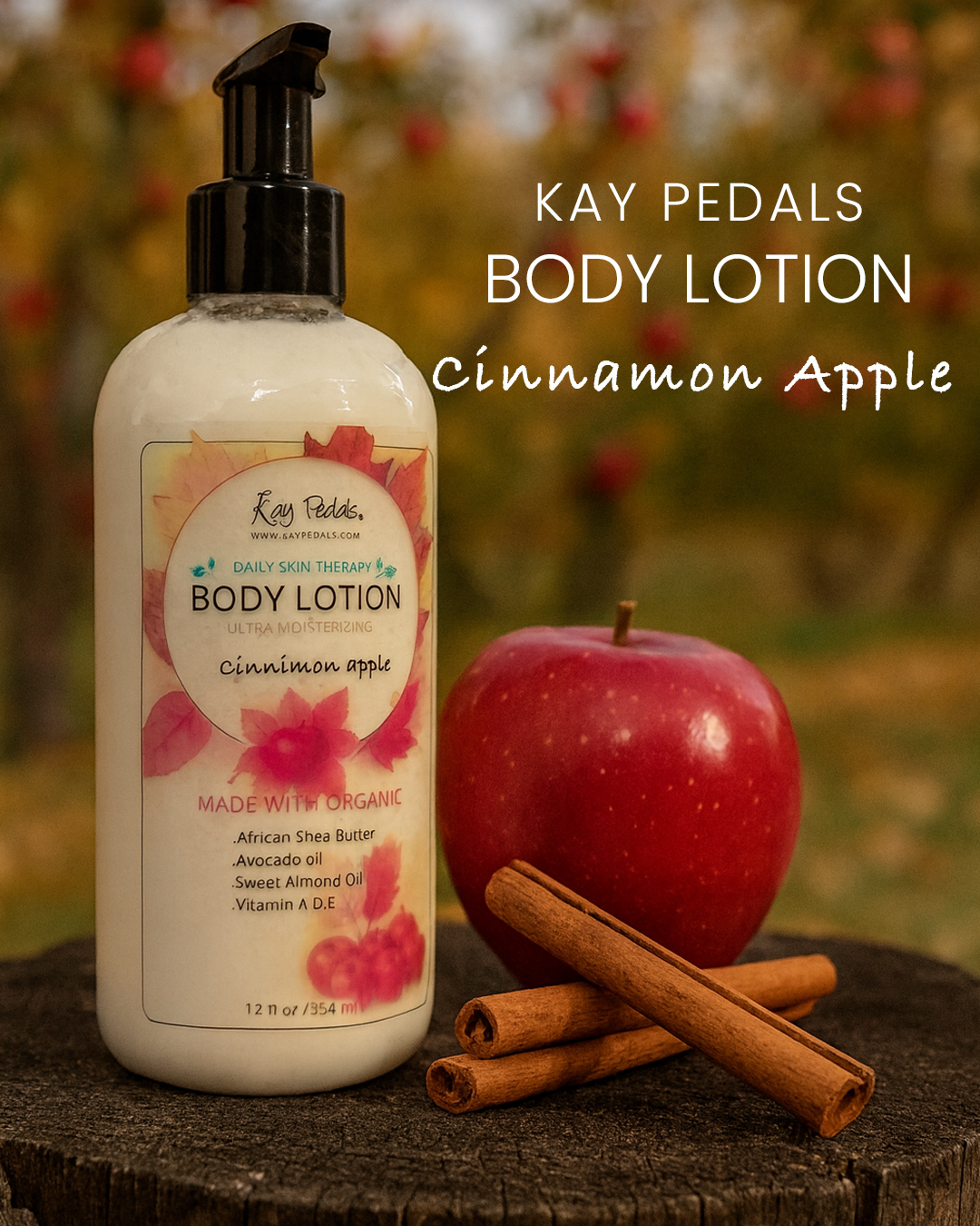 Kay Pedals Cinnamon Apple Bundle Gift Set – Body Lotion, Soap Bars & Travel Size | 5-Piece