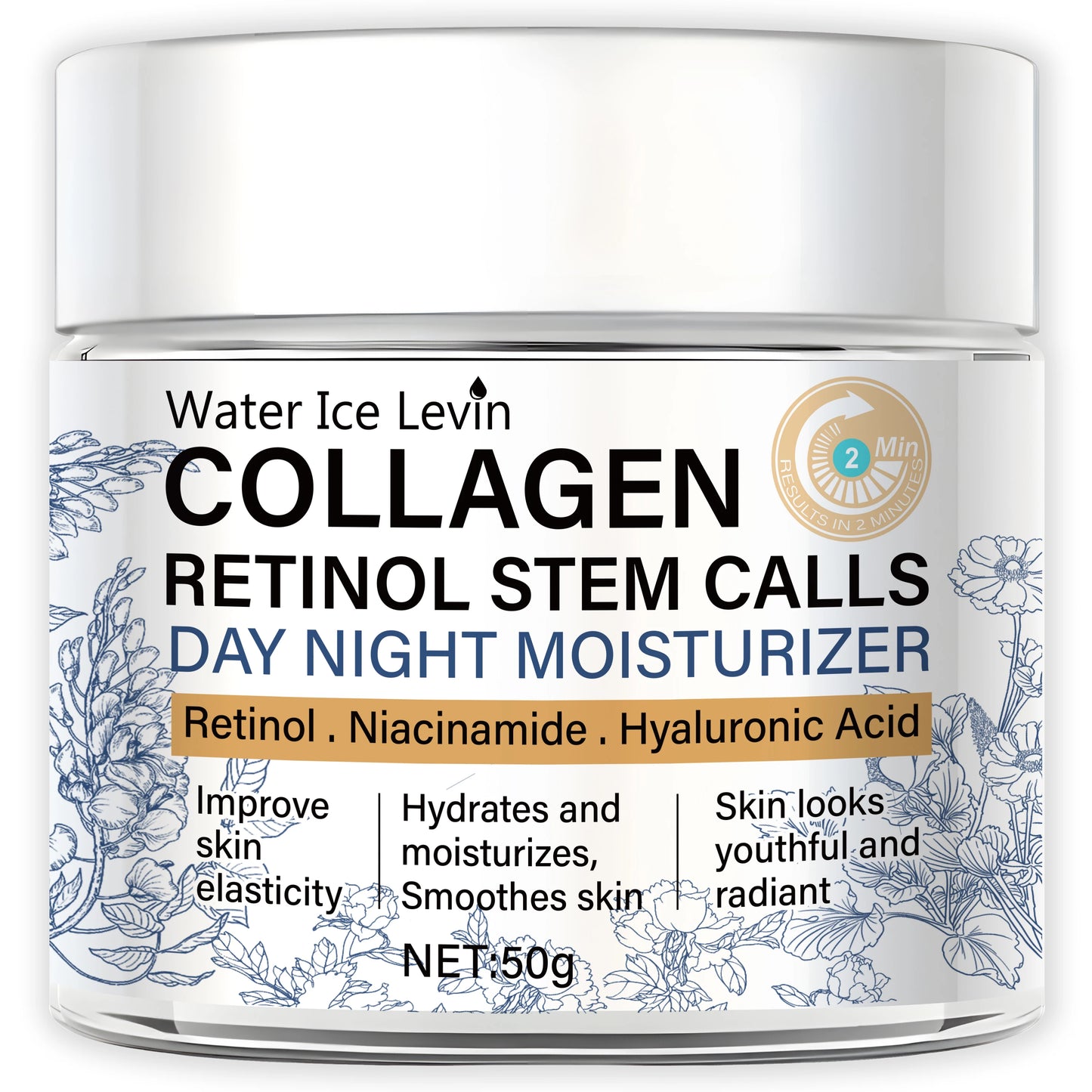 Water Ice Levin Collagen & Retinol Day & Night Moisturizing Cream – Niacinamide & Hyaluronic Acid 50g