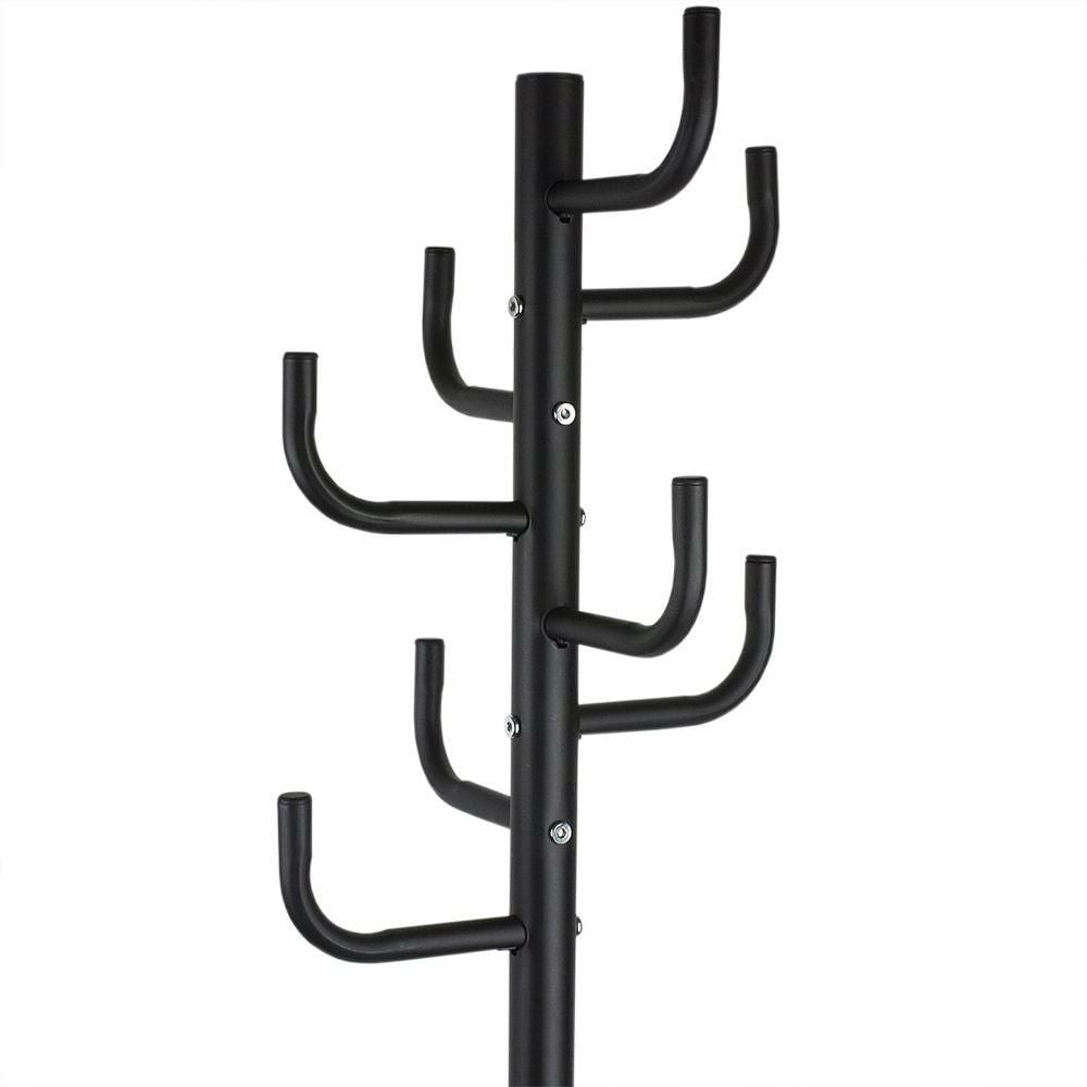 Black Metal Hall Tree Coat & Hat Rack – 8 Hooks | Entryway Organizer