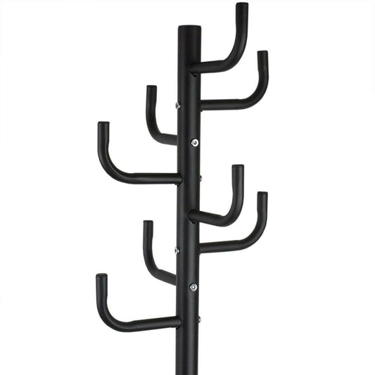 Black Metal Hall Tree Coat & Hat Rack – 8 Hooks | Entryway Organizer