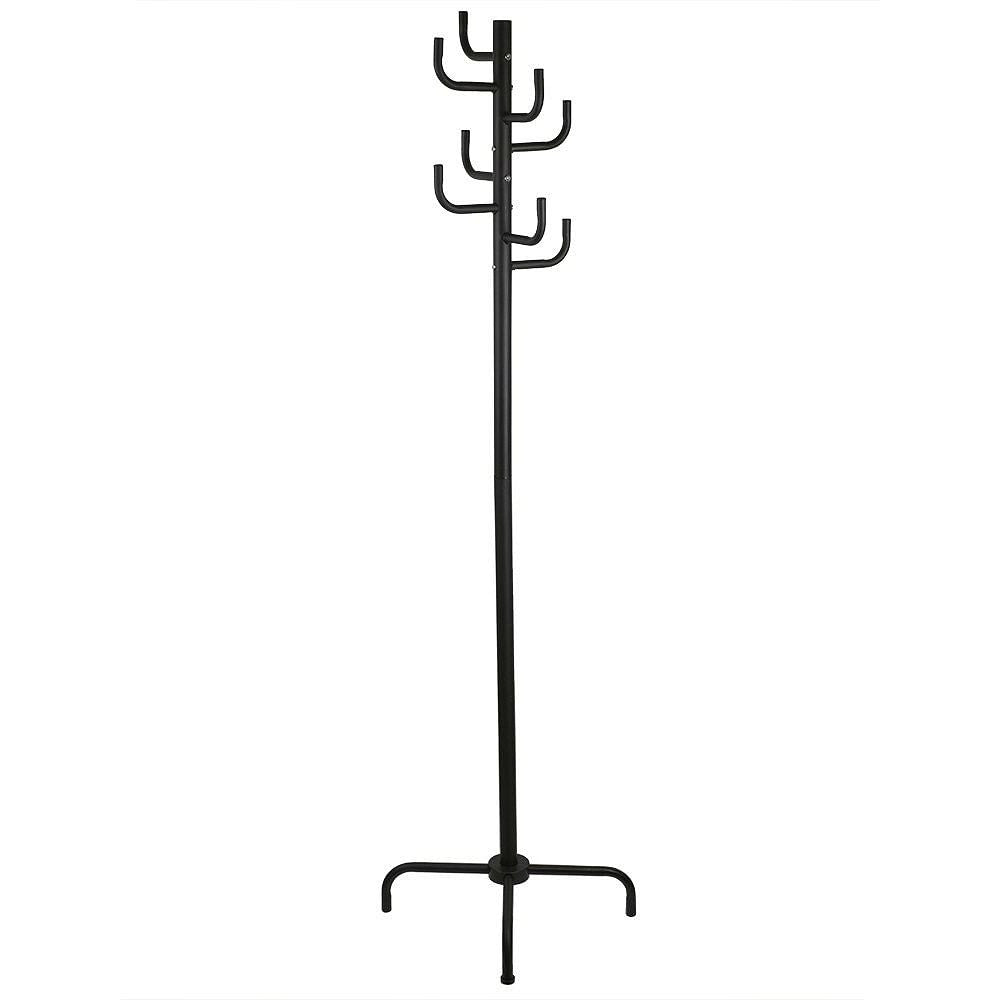 Black Metal Hall Tree Coat & Hat Rack – 8 Hooks | Entryway Organizer