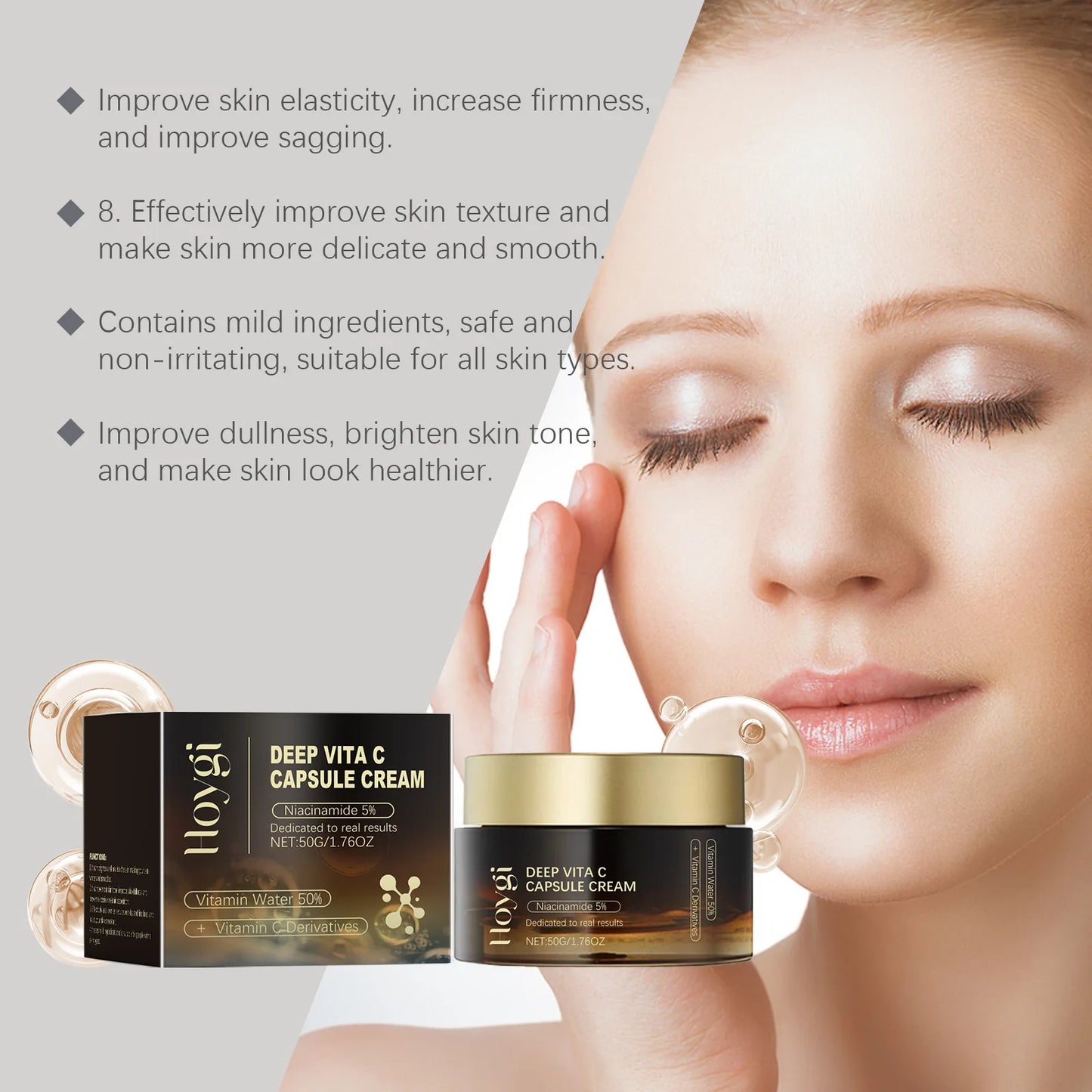 Hoygi Niacinamide & Vitamin C Dark Spot Cream – Brightening, Pore-Minimizing & Anti-Aging Moisturizer 50g