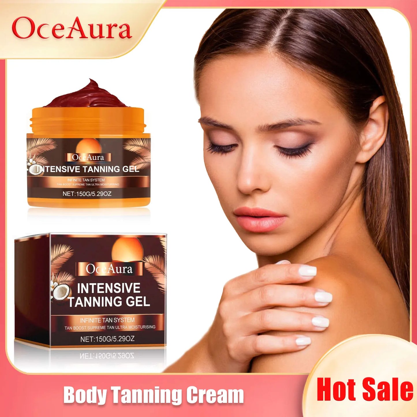 OceAura Self Tanning Body Cream – Sunless Bronzer & Tanning Booster 150g