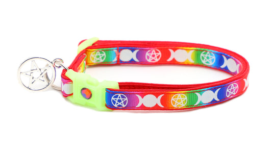 Witch's Familiar Rainbow Cat Collar – Glow in the Dark | Breakaway Safety Clip | Handmade