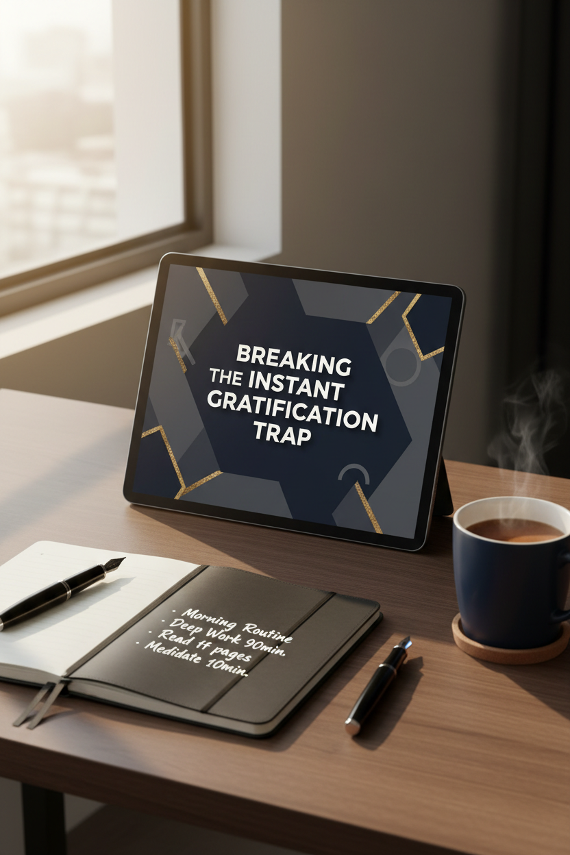 Breaking the Instant Gratification Trap ebook lifestyle mockup on tablet