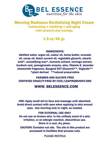 Bel Essence Morning Radiance Revitalizing Night Cream – Anti-Aging | Vegan | 1.5oz